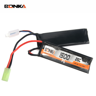 BONKA 1500mAh 25C 2S-2 Airsoft Gun LiPo Battery